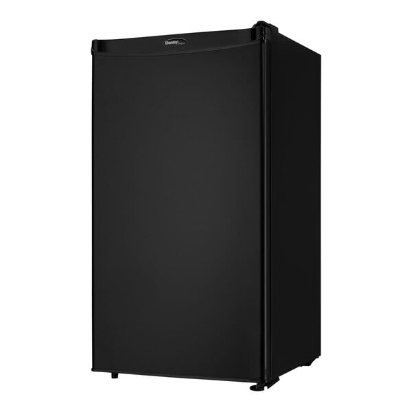 A black Danby reach-in refrigerator with a white background.