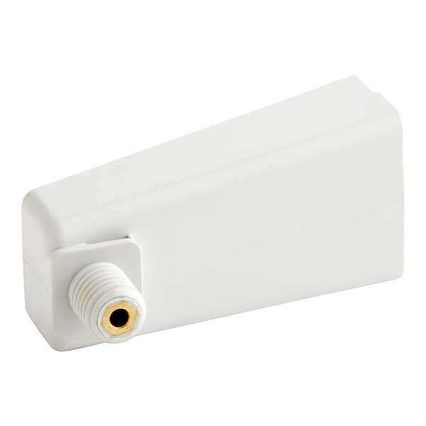 A white rectangular chamber with a gold center screw.