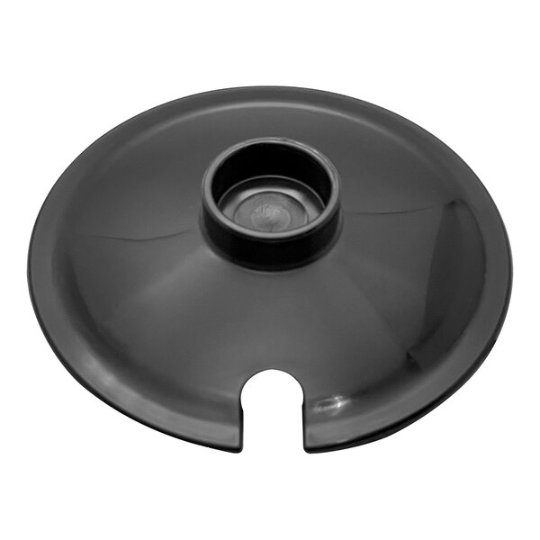 A black polypropylene cover with a hole in it.