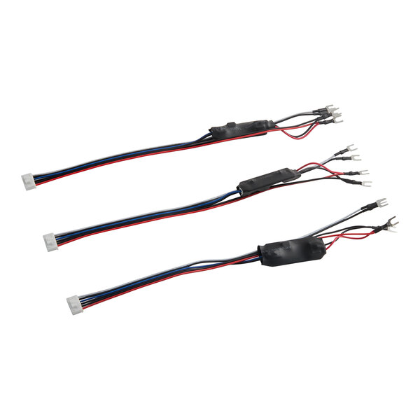 A set of three voltage stabilization modules with attached cables for a cappuccino or hot chocolate machine.