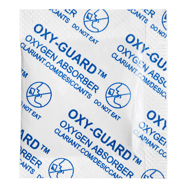 A Clariant Oxy-Guard oxygen absorber packet.