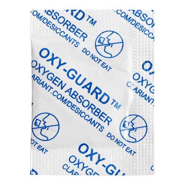 A Clariant Oxy-Guard oxygen absorber packet.