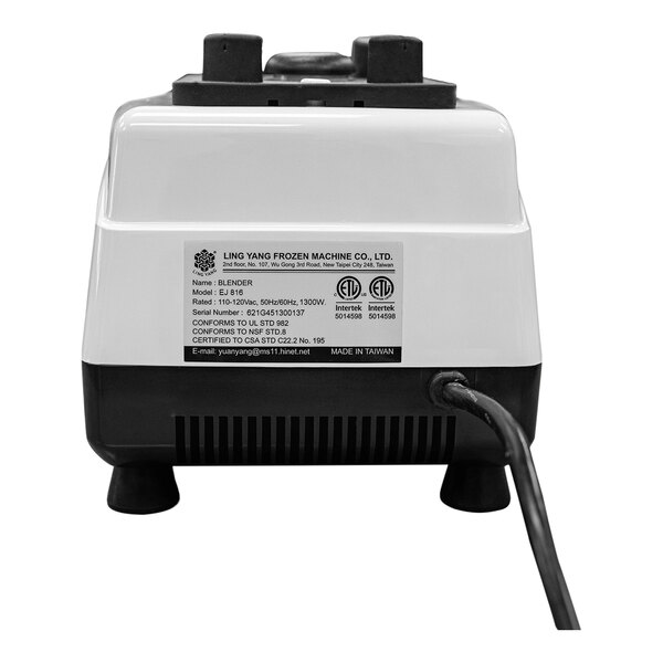 A white and black Bossen tea making blender base with a cord attached.