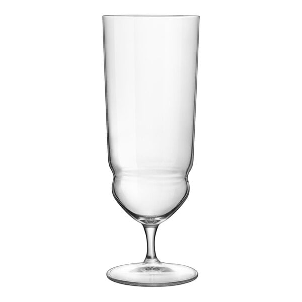 A Luigi Bormioli clear glass with a stem.