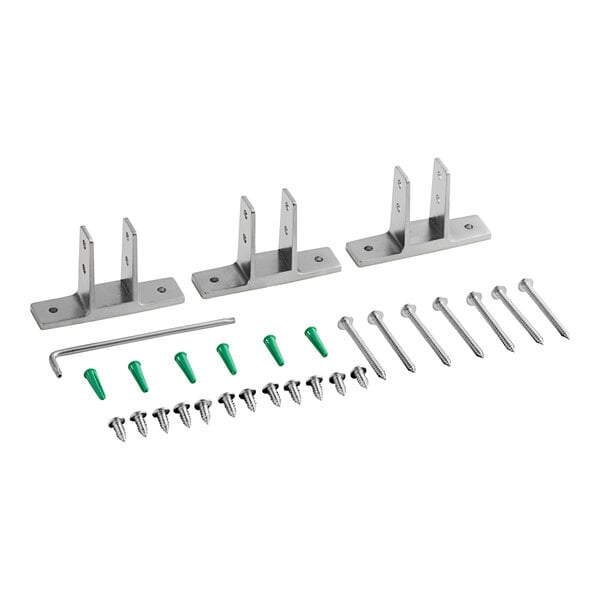 Lavex mounting hardware set for stainless steel urinal partitions, including screws and nuts.
