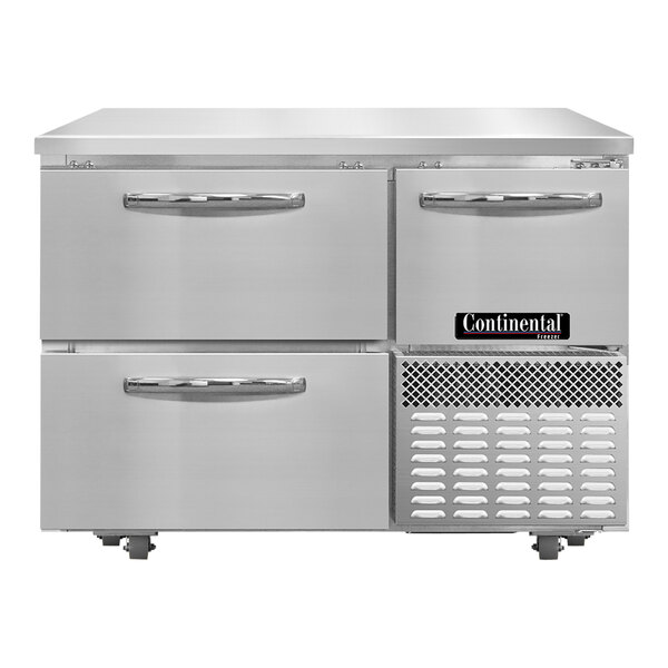 A Continental Refrigerator undercounter freezer with 2 drawers.