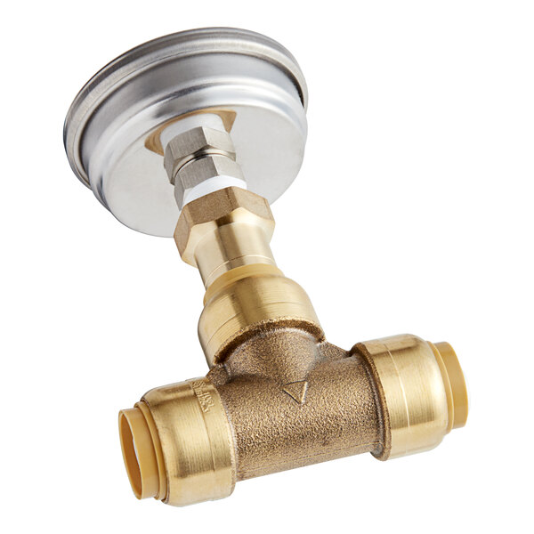 1/2 in. Brass Push-to-Connect Tee with Water Temperature Gauge 1/2 in. Brass Push-to-Connect Tee with Water Temperature Gauge