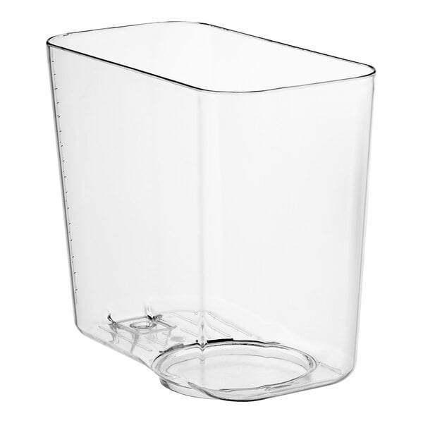 A clear plastic bowl with a hole for a Grindmaster Cecilware refrigerated beverage dispenser.