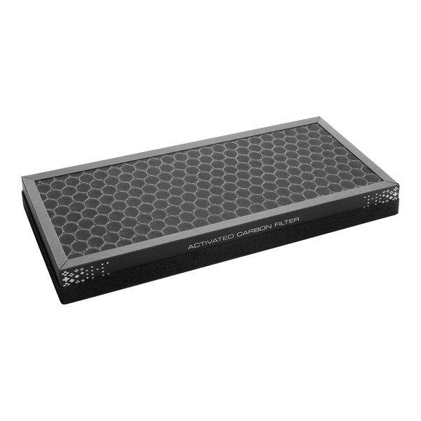 A black rectangular Ideal Warehouse air filter with a honeycomb pattern.