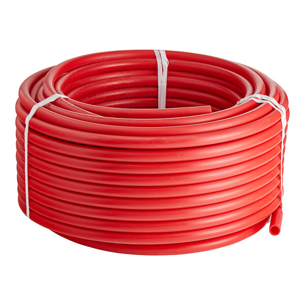 A roll of red SharkBite PEX-B tubing.