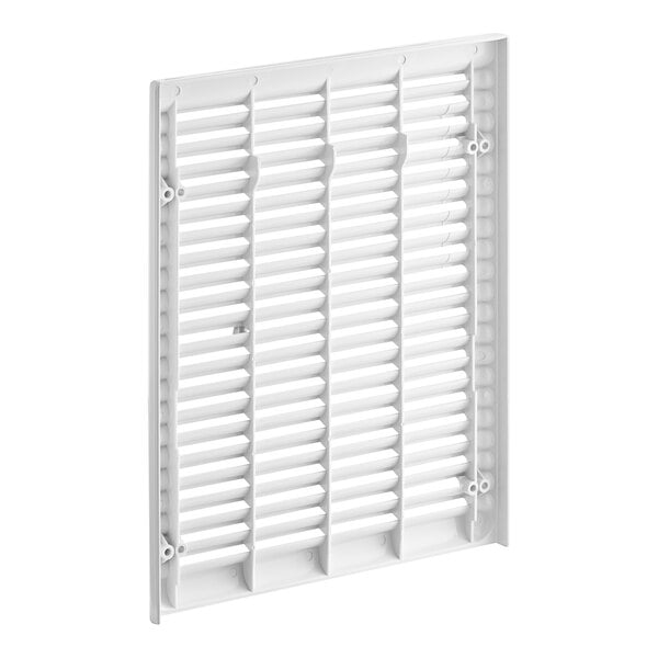 A white rectangular plastic panel with a vent and black lines.