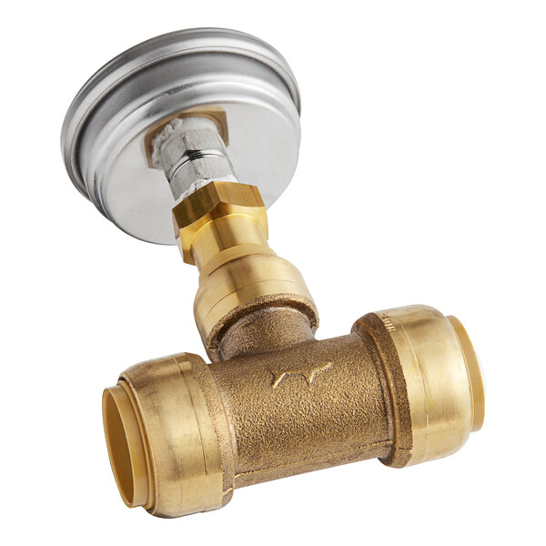1/2 in. Brass Push-to-Connect Tee with Water Temperature Gauge 1/2 in. Brass Push-to-Connect Tee with Water Temperature Gauge