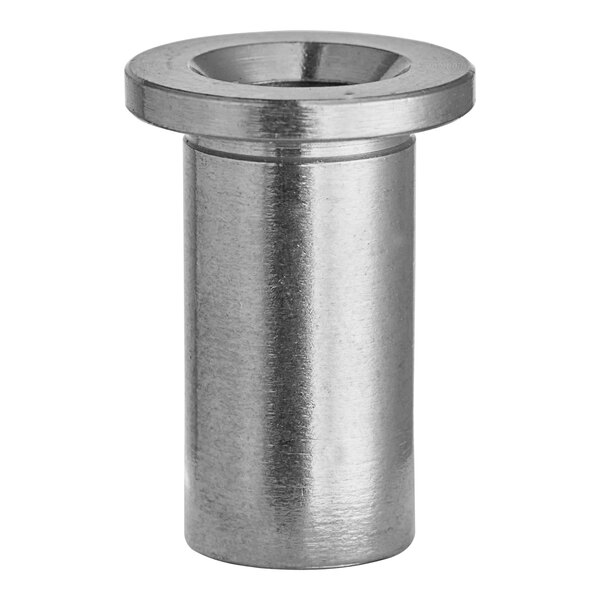 A close-up of a silver metal bearing sleeve.