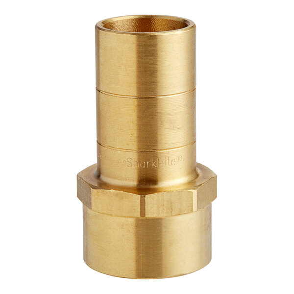 A SharkBite brass threaded female adapter for 1 inch pipe.