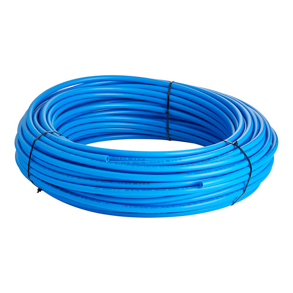 A roll of blue SharkBite PEX-B tubing.