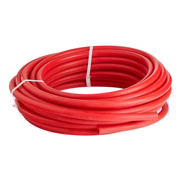 A roll of red SharkBite PEX-B tubing.