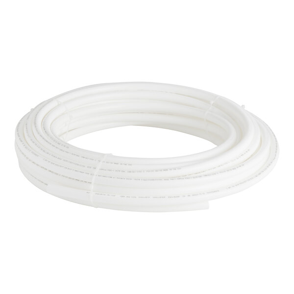 A roll of white SharkBite PEX-B tubing.