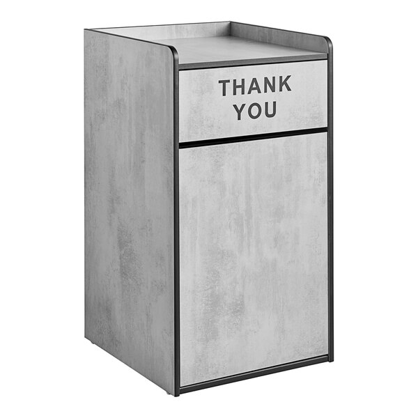 Lancaster Table & Seating Waste 35 Gallon Concrete Receptacle Enclosure with "THANK YOU" Swing Door