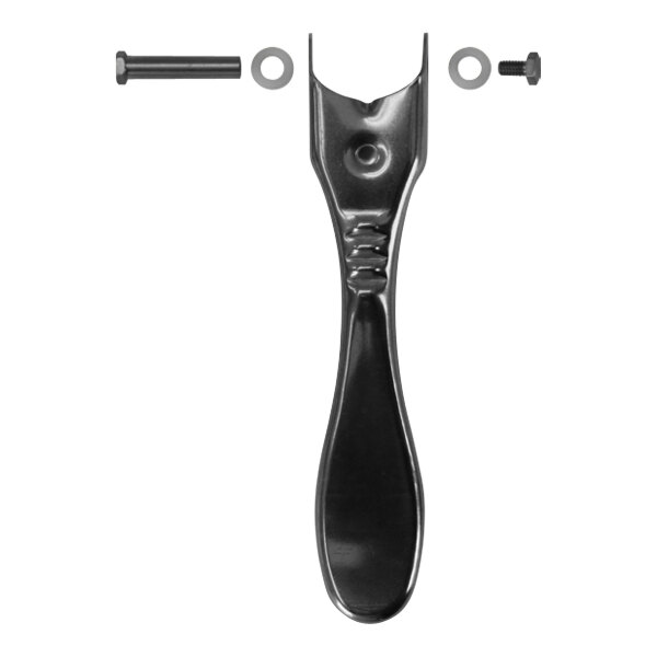 A black Sani-Lav handle kit with screws and a screwdriver.