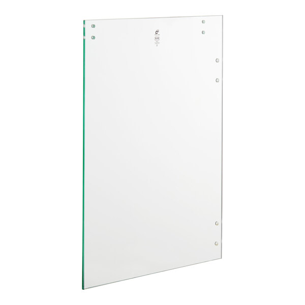 A clear glass panel with 8 holes.