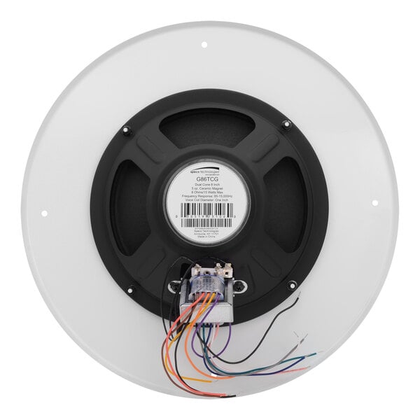 A white round circular grille with wires.