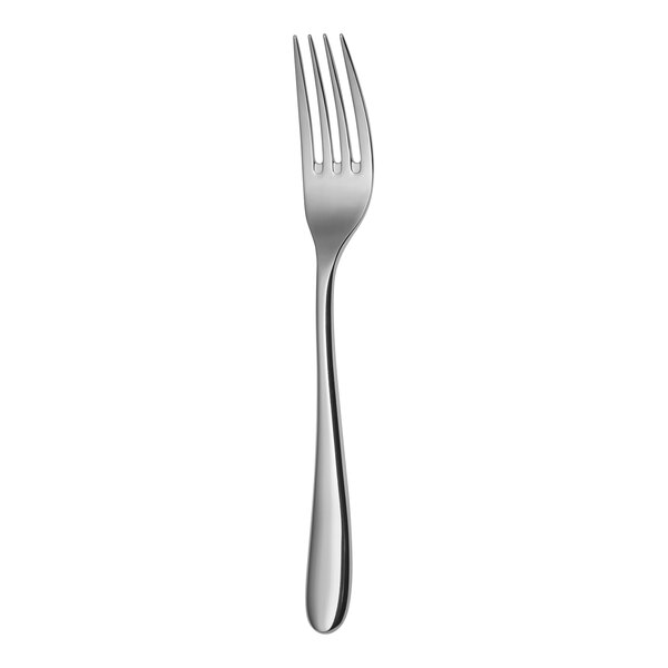 A close-up of a Sola the Netherlands stainless steel salad/dessert fork with a silver handle.