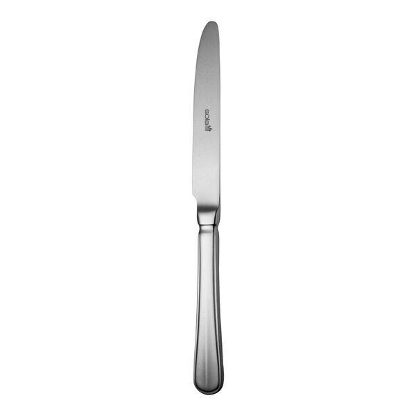 A Sola stainless steel butter knife with a silver handle.