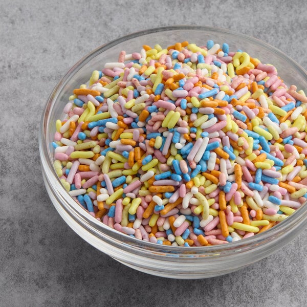 A bowl of India Tree Nature's Colors Carnival Mix sprinkles.