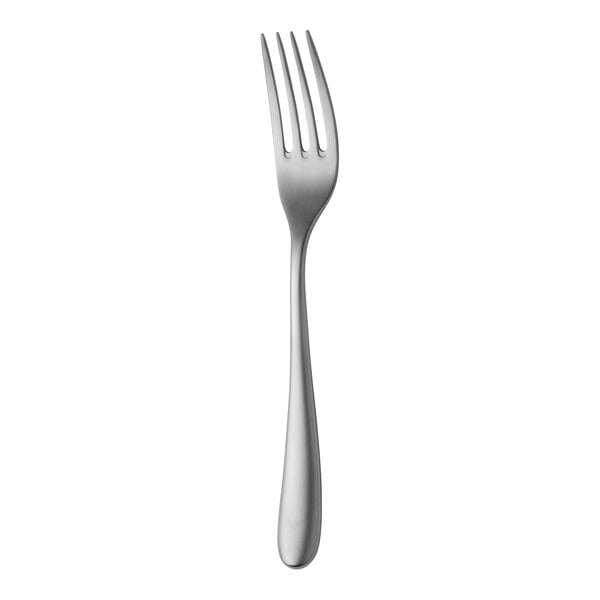 A close-up of a Sola Siena stainless steel dinner fork with a silver handle.