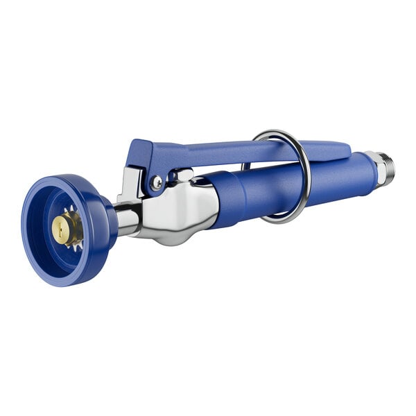 A blue and silver Waterloo pre-rinse spray valve.