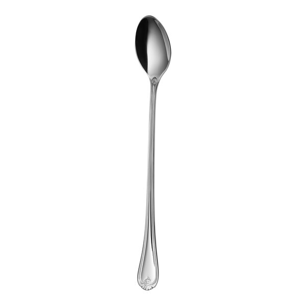 A Sola the Netherlands stainless steel iced tea spoon with a silver handle and spoon.
