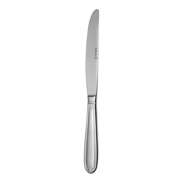 A Sola stainless steel butter knife with a silver handle.