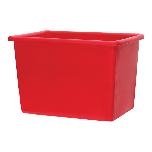 A red Winholt polyethylene tub.