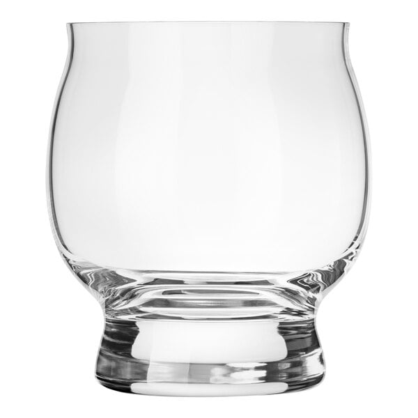 A clear glass with a short rim.