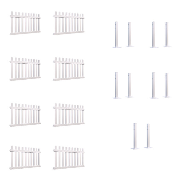 A white Mod-Picket fence with 8 panels and 10 post connectors.