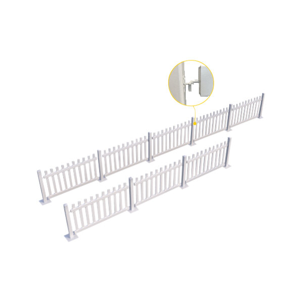 Mod-Picket white picket fence starter kit with 8 fence panels and 10 post connectors.