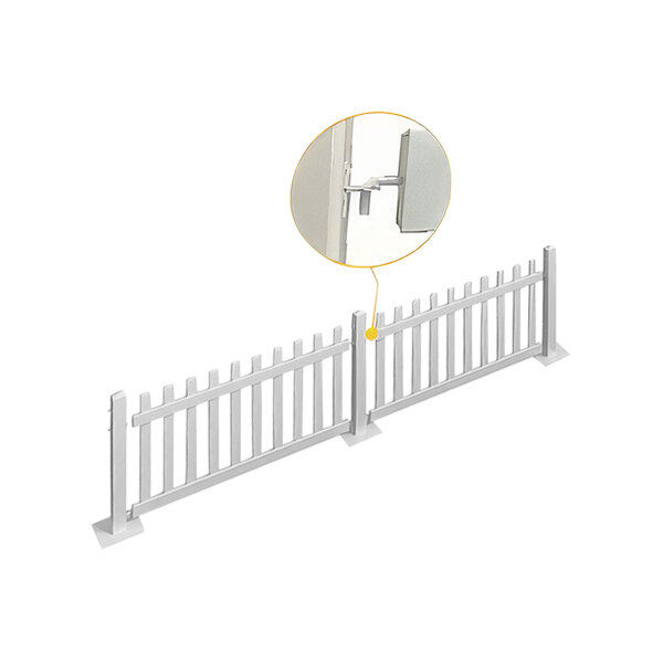 A white Mod-Picket fence with a door open.