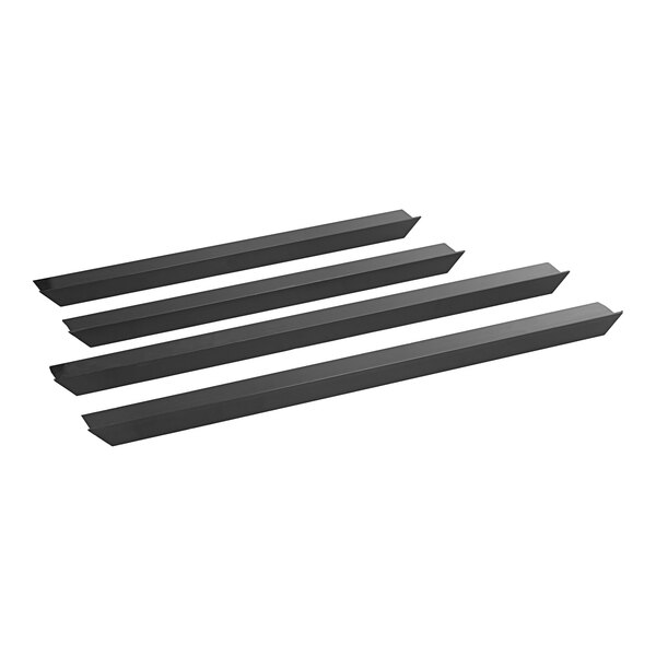 A group of black metal rectangular bars.
