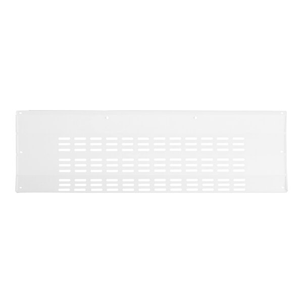 A white Avantco front grille with rectangular holes.