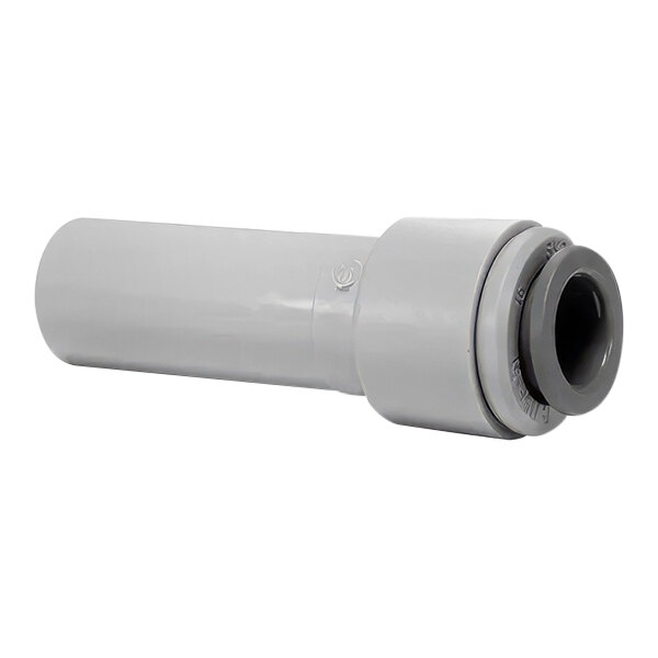 A grey John Guest pipe fitting with black and white components.