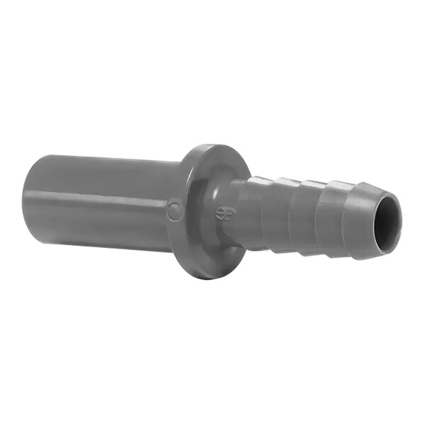 A grey plastic John Guest tube-to-hose stem adapter with a threaded end.