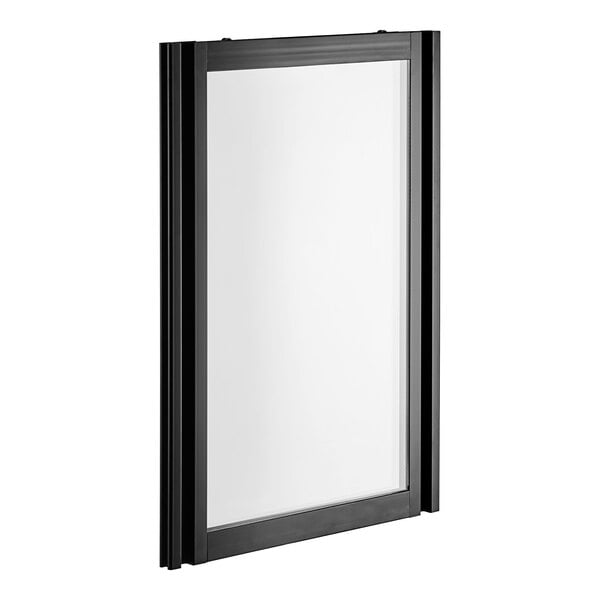 A black rectangular frame with a white glass panel.