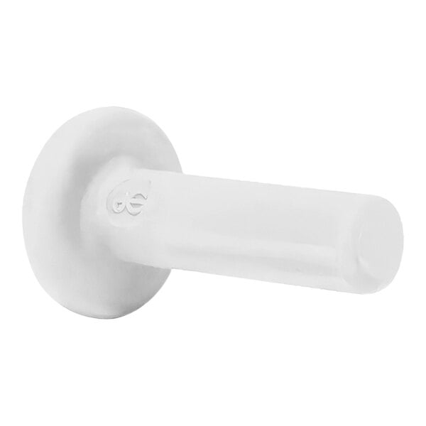 A close-up of a white John Guest polypropylene plug.