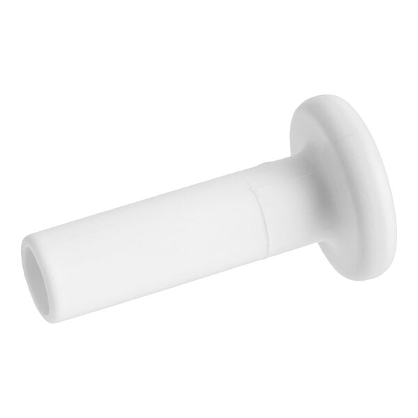 A close-up of a John Guest white polypropylene plug.