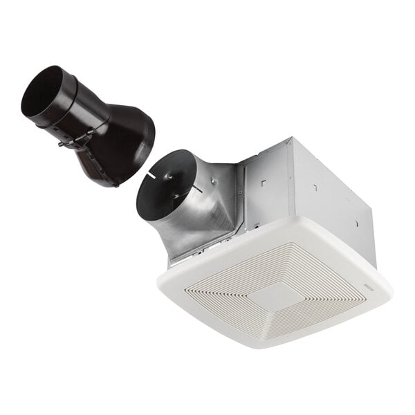A white Broan bathroom exhaust fan with a vent.