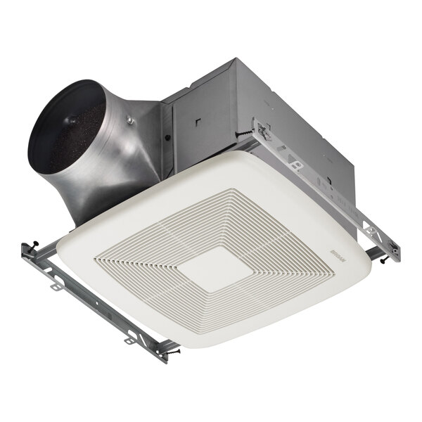 A white Broan ceiling mount bathroom exhaust fan.