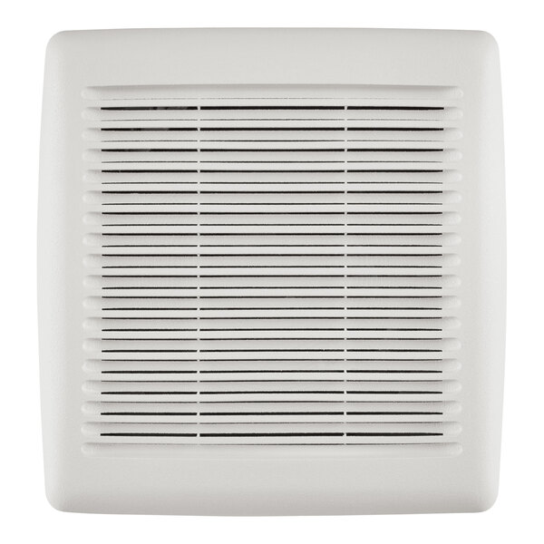 A white Broan bathroom exhaust fan with square holes.