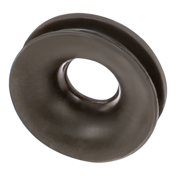 A black round O-ring with a hole in it.