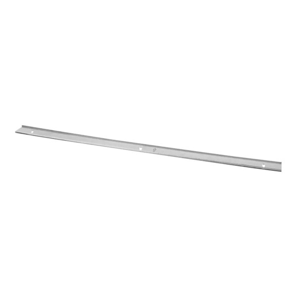 A white metal long bar with a hole in the middle.