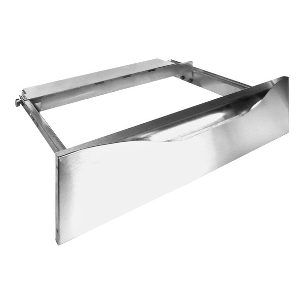 A metal frame drawer assembly with a stainless steel handle.